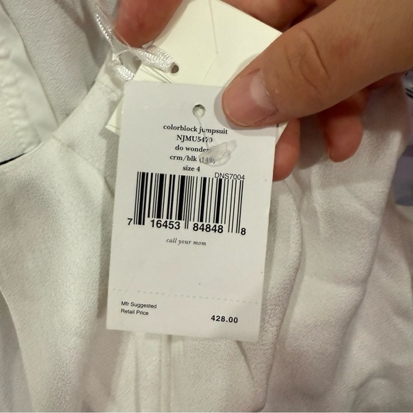 NWT Kate Spade Jumpsuit Colorblock Back Tie in Black White - Picture 8 of 10